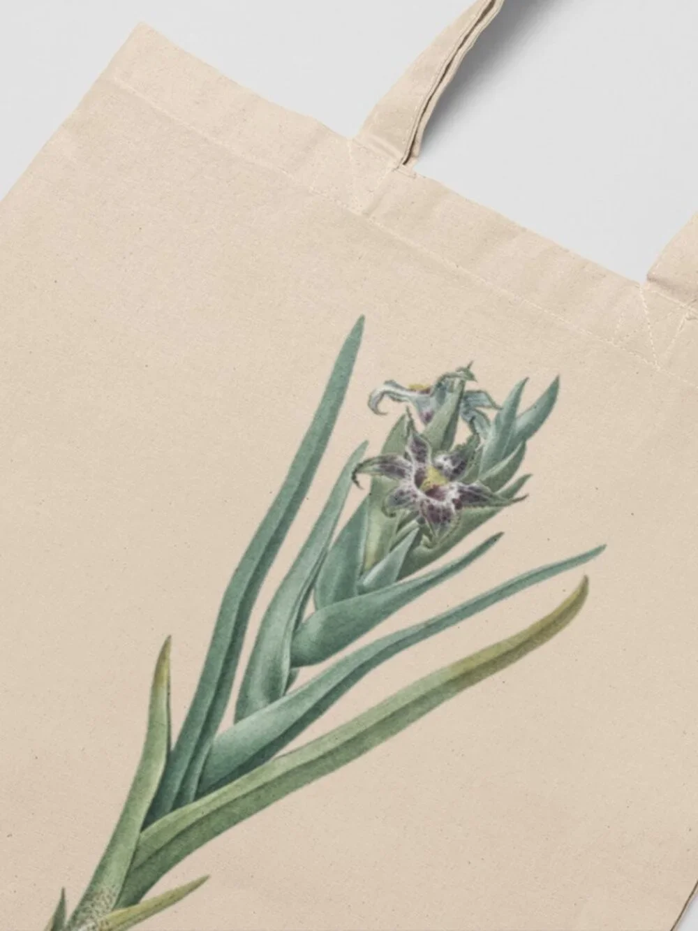 Spider Iris Vintage Floral Print Graphic Canvas Tote Bag